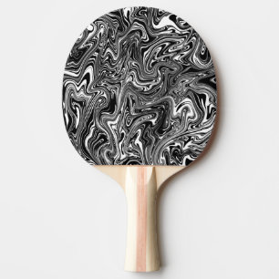 Abstract zwart-wit, vloeibaar marmerpatroon tafeltennisbatje