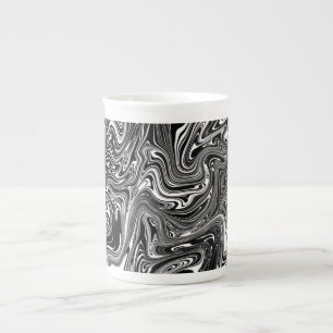 Abstract zwart-wit vloeibare marmer porselein kop