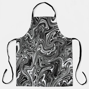 Abstract zwart-wit vloeibare marmer schort