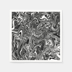 Abstract zwart-wit vloeibare marmer servet