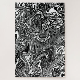 Abstract zwart-wit vloeibare marmerpatroon legpuzzel