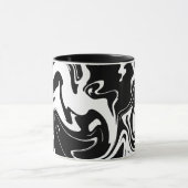 Abstract zwart-wit vloeiend patroon mok (Midden)
