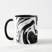 Abstract zwart-wit vloeiend patroon mok (Links)