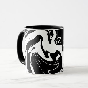 Abstract zwart-wit vloeiend patroon mok