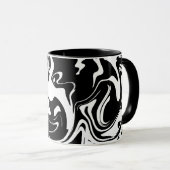 Abstract zwart-wit vloeiend patroon mok (Voorkant rechts)