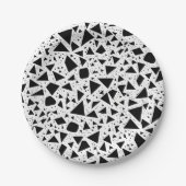 Abstract zwart-wit vormpatroon papieren bordje (Voorkant)