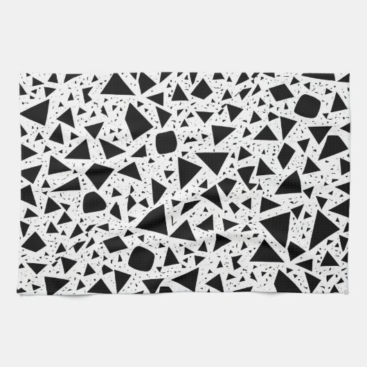Abstract zwart-wit vormpatroon theedoek (Horizontaal)