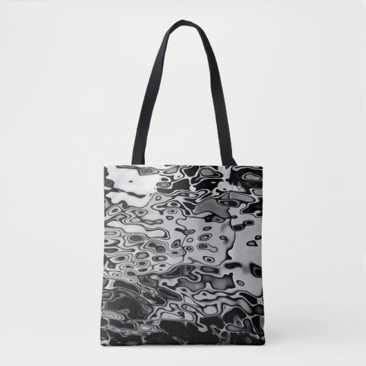 Abstract zwart-wit waterpatroon tote bag (Voorkant)