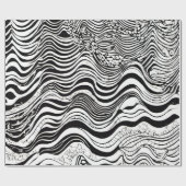 Abstract zwart-wit Wavy Cadeaupapier (Vlak)