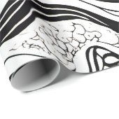 Abstract zwart-wit Wavy Cadeaupapier (Rol Hoek)