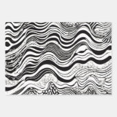 Abstract zwart-wit Wavy Inpakpapier Vel (Voorkant 3)