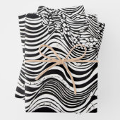Abstract zwart-wit Wavy Inpakpapier Vel (In situ)