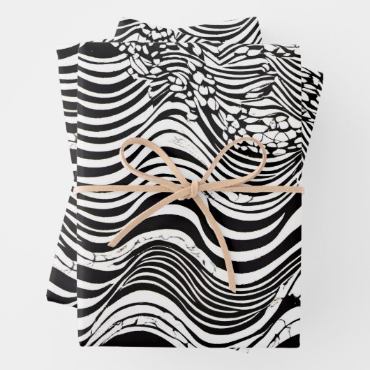 Abstract zwart-wit Wavy Inpakpapier Vel (In situ)