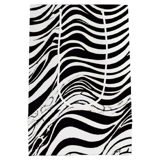 Abstract zwart-wit Wavy Medium Cadeauzakje (Achterkant)