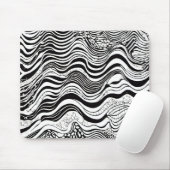 Abstract zwart-wit Wavy Muismat (Met muis)