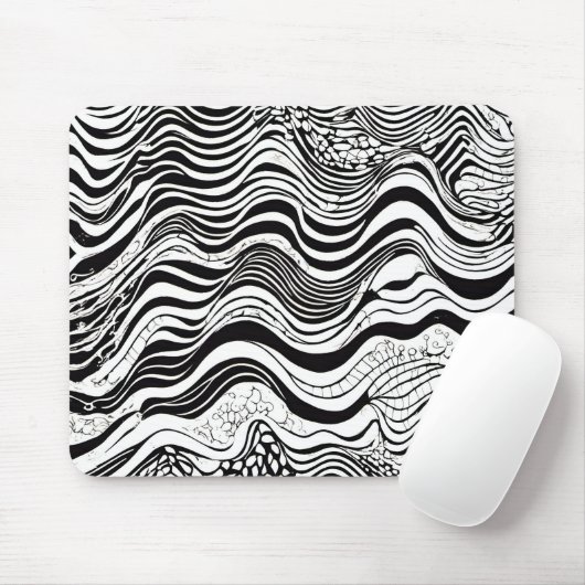 Abstract zwart-wit Wavy Muismat (Met muis)