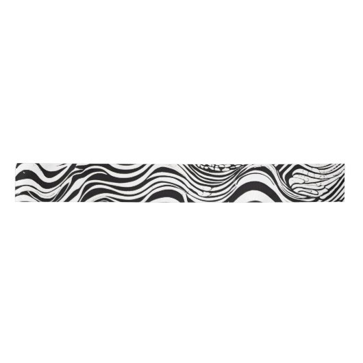 Abstract zwart-wit Wavy Satijnen Lint (Voorkant)