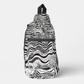 Abstract zwart-wit Wavy Sling Bag (Voorkant)