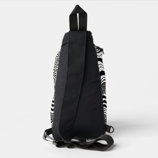 Abstract zwart-wit Wavy Sling Bag (Achterkant)