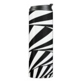 Abstract zwart-wit wervelwervelspiraal — trappenhu thermosbeker (Gedraaid links)