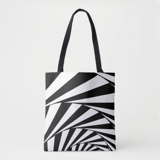 Abstract zwart-wit wervelwervelspiraal — trappenhu tote bag (Voorkant)