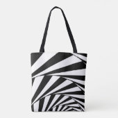 Abstract zwart-wit wervelwervelspiraal — trappenhu tote bag (Achterkant)