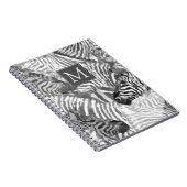 Abstract zwart-wit zebra kunst monogram notitieboek (Rechterzijde)