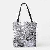 Abstract zwart-wit zebra kunst monogram tote bag (Achterkant)