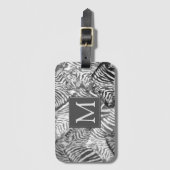 Abstract zwart-wit Zebra monogram Bagagelabel (Voorkant (verticaal))
