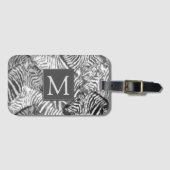 Abstract zwart-wit Zebra monogram Bagagelabel (Voorkant (horizontaal))
