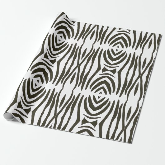 Abstract Zwart Wit Zebra Strepen Wrapping Papier (Uitgerold)