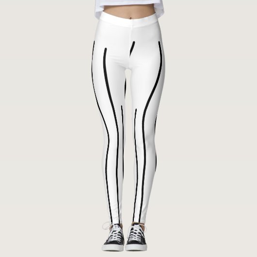 Abstract zwart-witlijnminimalisme leggings (Voorkant)