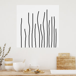 Abstract zwart-witlijnminimalisme poster
