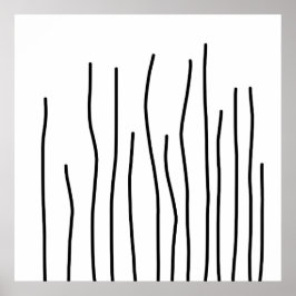 Abstract zwart-witlijnminimalisme poster