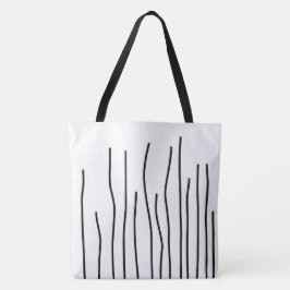 Abstract zwart-witlijnminimalisme tote bag