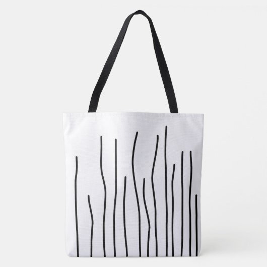 Abstract zwart-witlijnminimalisme tote bag (Voorkant)