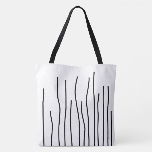 Abstract zwart-witlijnminimalisme tote bag (Achterkant)