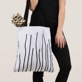 Abstract zwart-witlijnminimalisme tote bag