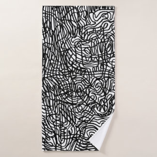 Abstract zwart-witlijnpatroon badhanddoek