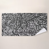 Abstract zwart-witlijnpatroon badhanddoek (Badhanddoek)
