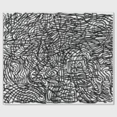 Abstract zwart-witlijnpatroon cadeaupapier (Vlak)