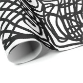 Abstract zwart-witlijnpatroon cadeaupapier (Rol Hoek)