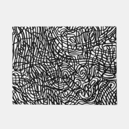 Abstract zwart-witlijnpatroon deurmat