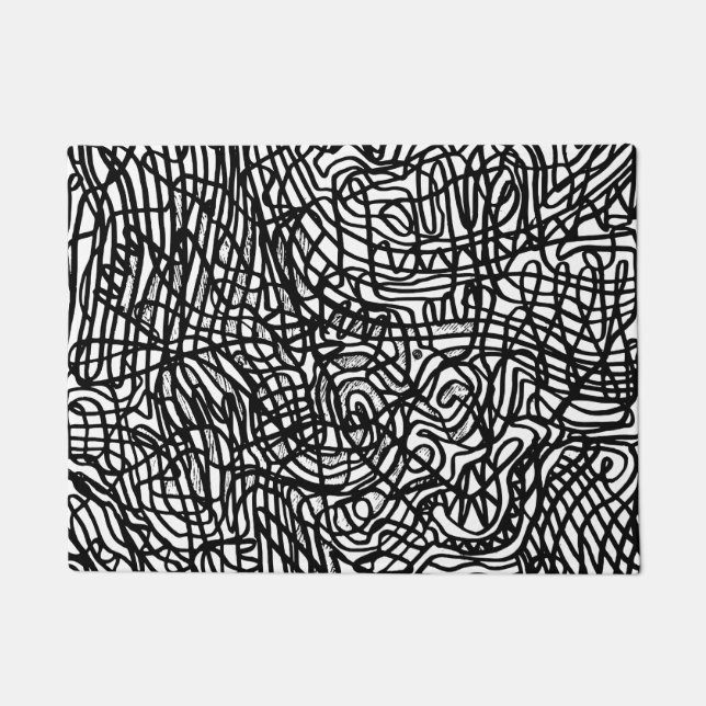 Abstract zwart-witlijnpatroon deurmat (Voorkant)