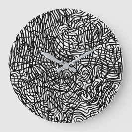 Abstract zwart-witlijnpatroon grote klok