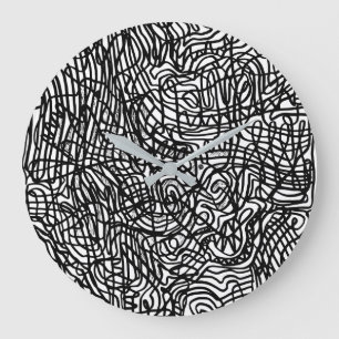 Abstract zwart-witlijnpatroon grote klok