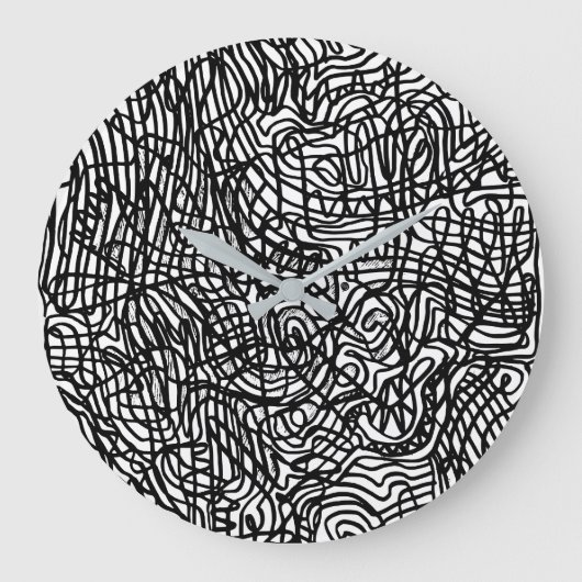 Abstract zwart-witlijnpatroon grote klok (Voorkant)