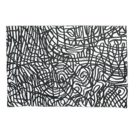 Abstract zwart-witlijnpatroon kussensloop