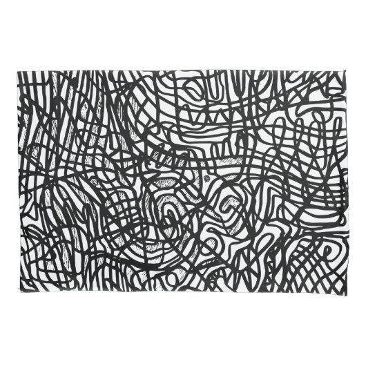 Abstract zwart-witlijnpatroon kussensloop (Voorkant)
