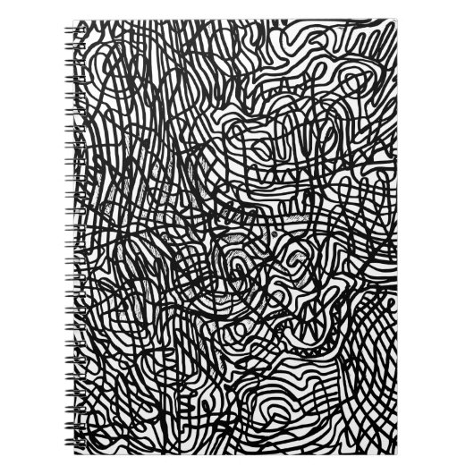 Abstract zwart-witlijnpatroon notitieboek (Voorkant)